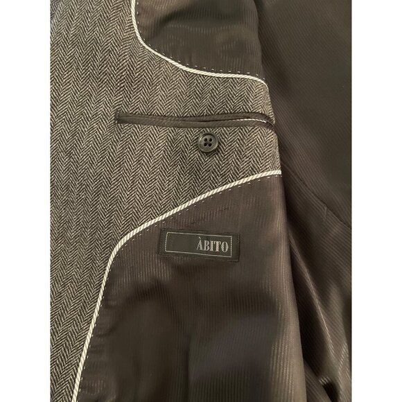Mens Herringbone Blazer Jacket 52T 100% Wool Gray - Picture 15 of 16